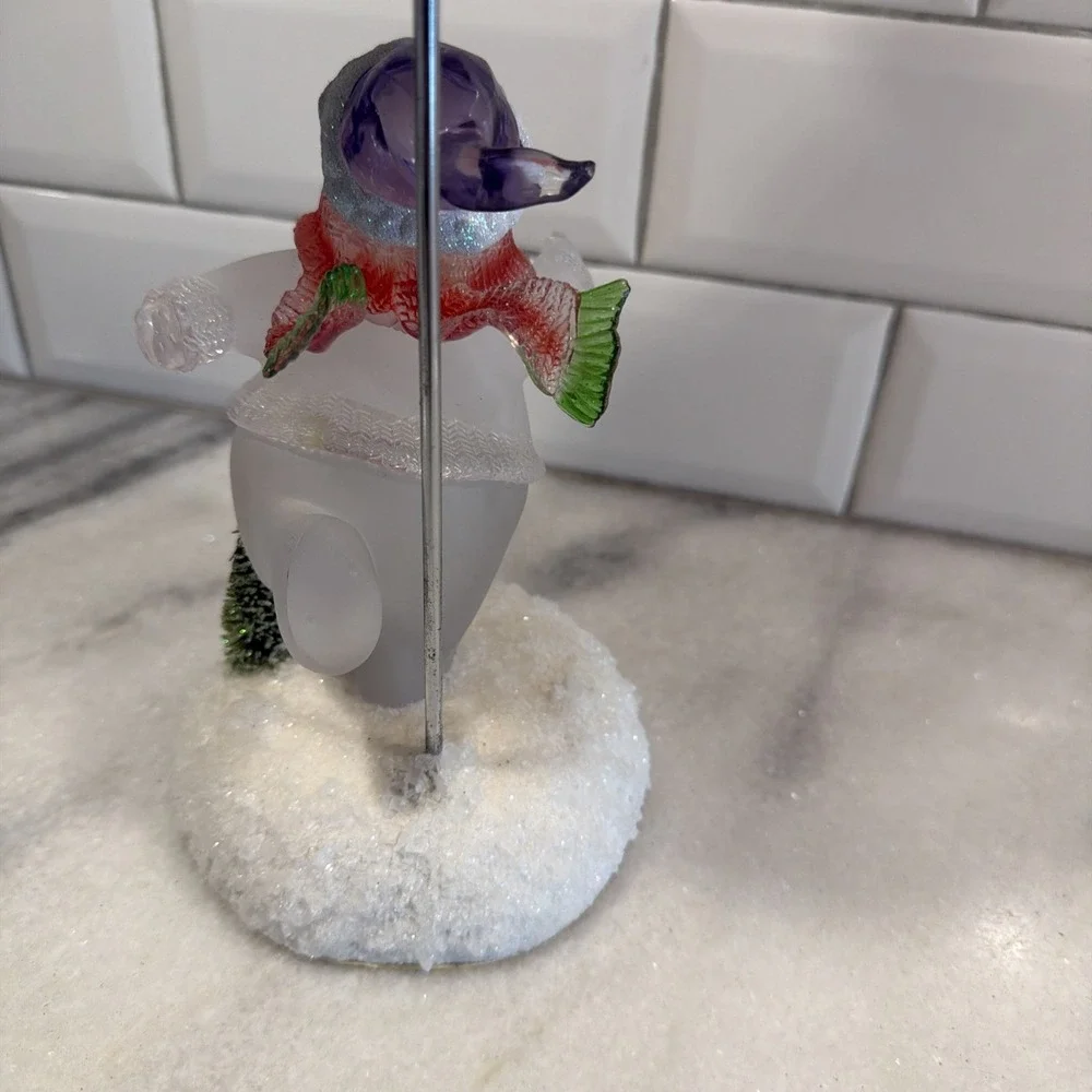 Vintage * Ice Skating Snowman Votive Tea Light Lamp Style * Frosted  Glass 001